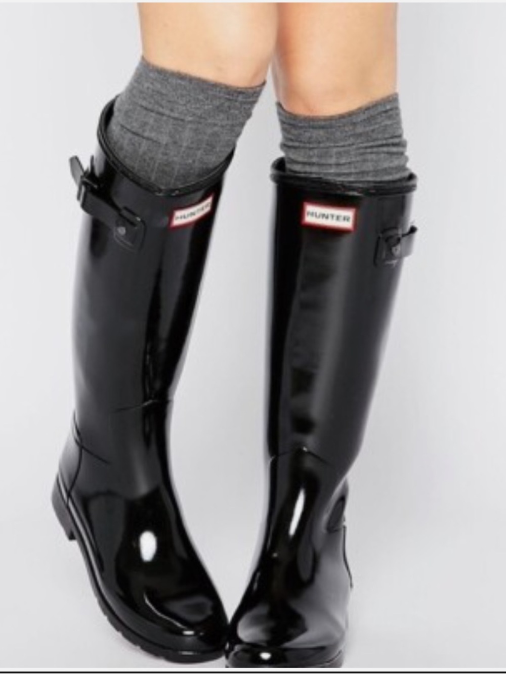 Hunter Women's Original Tall Gloss Rain Boots Black Size 7
